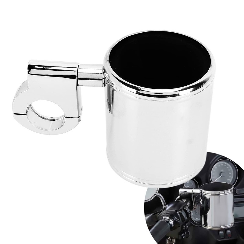Motorcycle Handlebar Cup Holder Chrome Adjustable Universal for ATV 22-32mm