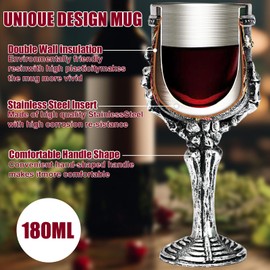 ZONSUSE Skeleton Hand Goblet, Skull Goblet, Medieval Wine Goblet, Gothic Skull Drinking Vessel 180 ml (Skeleton)
