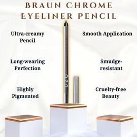 UZO Braun Chrome Eyeliner Pencil - Waterproof Eyeliner Women - Smudge Proof Eyeliner Pencil - Black Retractable Eyeliner - Quick-drying Eye Makeup - Matte Finish Makeup - Longlasting eye Liner