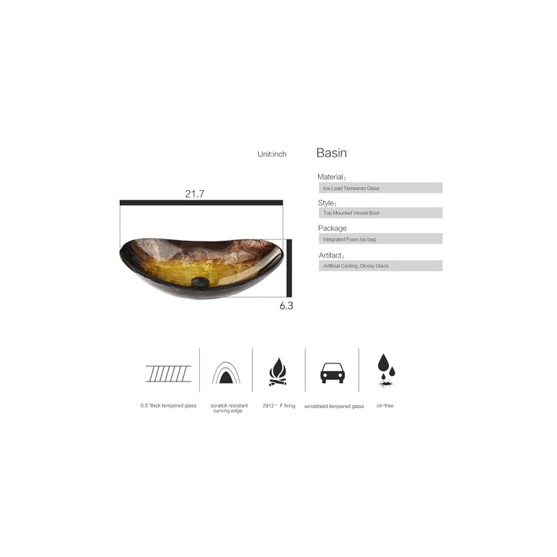 Bathroom Boat Shape Artistic Glass Vessel Sink Free Black Faucet