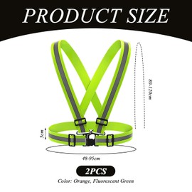 CQQNIU 2 Pieces Of Reflective Vests, Reflective Safety Vests, Elastic Adjustable Vests, Suitable For Cycling, Running, Outdoor Work