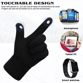 TAGVO Knitted Winter Gloves Men Women Touchscreen Warm Thermal Fleece Gloves with Elastic Cuff for Driving Cycling Skiing Working Outdoor, gray
