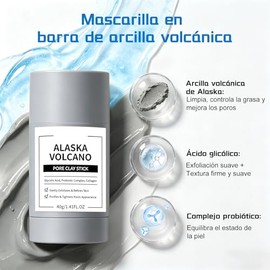2PCS Mascarilla En Barra de Arcilla Volcánica, Mascarilla de arcilla refrescante en barra, Exfoliación Suave, Clay Mask Stick, Control De Grasa, Purif