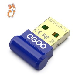 USB Bluetooth Adapter for PC - QGOO Bluetooth Dongle 5.3 EDR, Wireless Receiver for Desktop Computer Laptop Windows 8.1/10/11（blue-235）