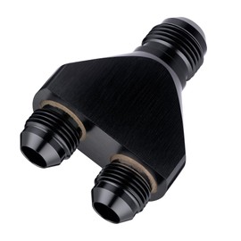 EVIL ENERGY 10AN Male to Parallel Exit Dual 8AN Male Y Block Fitting Splitter Adapter, Aluminum, Black