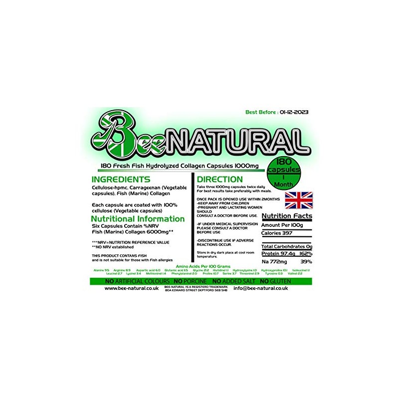 720 Bee-natural Hydrolyzed Collagen 1000mg Capsules (4 Month Supply)