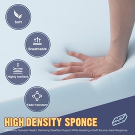 YIJIAN HOME Outdoor Bench Cushion 3.5inches Memory Foam Waterproof Patio Furniture Bench Cushion Porch Swing Cushion with Handle and Adjustable Strap, 42 x 18 Inch Navy