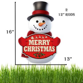 Snow Man Snowman Merry Christmas Classic Yard Sign Home Decor Lawn Decoration With Stakes Happy Holidays Merry Christmas XMAS Holiday Sign Santa Claus