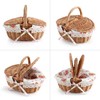Aigid Picnic Basket Oval Double Lid Linen Flowers Picnic Storage