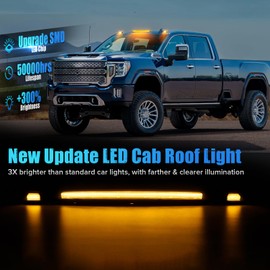 LUDARM LED Cab Roof Light Compatible with Silverado Sierra 2500HD 3500HD 2020-2024 Pickup Truck Cab Clearance lights 3PCS Amber Light Smoke Lens