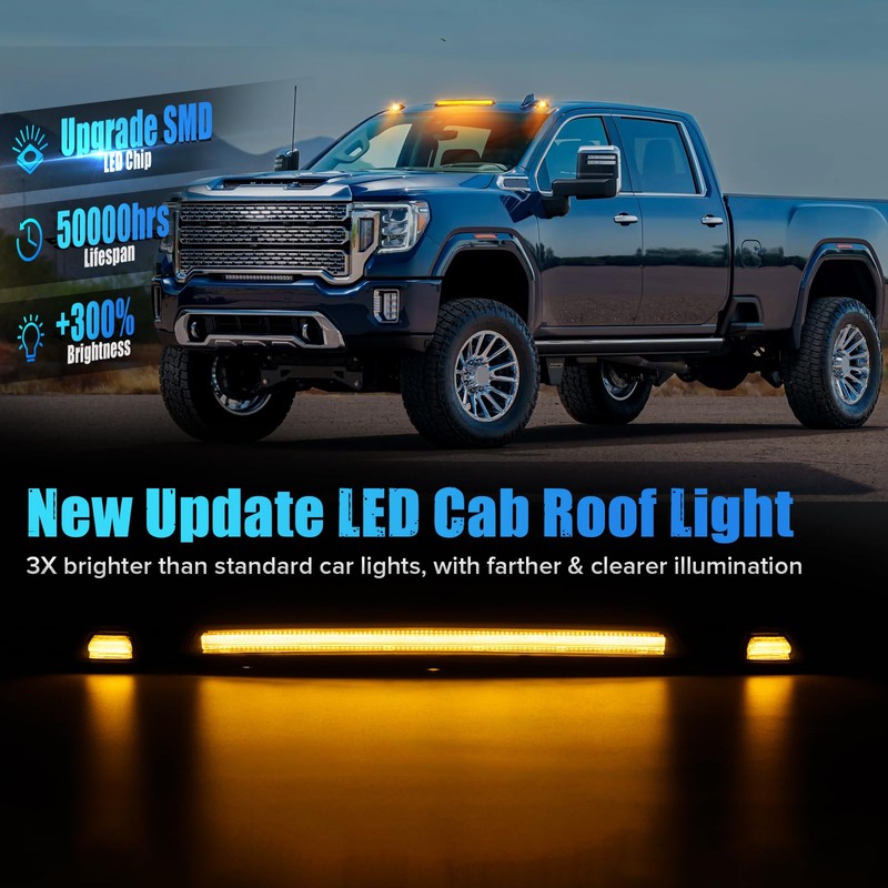 LUDARM LED Cab Roof Light Compatible with Silverado Sierra 2500HD