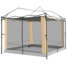 KAMPKEEPER INNER TENT,Camping Cube for Pop Up Canopy Tent, Converts 10'x10' Straight Leg Canopy into Camping Inner Tent–Fully Vented Roof(Canopy & Frame NOT Included) (Khaki)