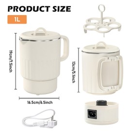 Foldable Kettle 1 L - Portable Travel Kettle Made of Stainless Steel - Camping Kettle with 600 W, Double Wall, Constant Temperature & Continuous Boiling Function - BPA-Free