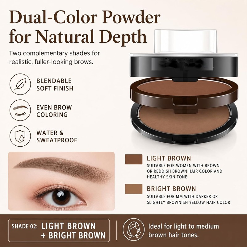 Double Colour Eyebrow Stamp Kit, Waterproof Sweat Proof Natural Matte