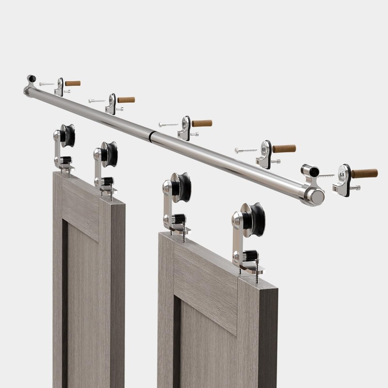 CCJH 7FT/84'' Stainless Steel Sliding Track Barn Door Hardware Kit