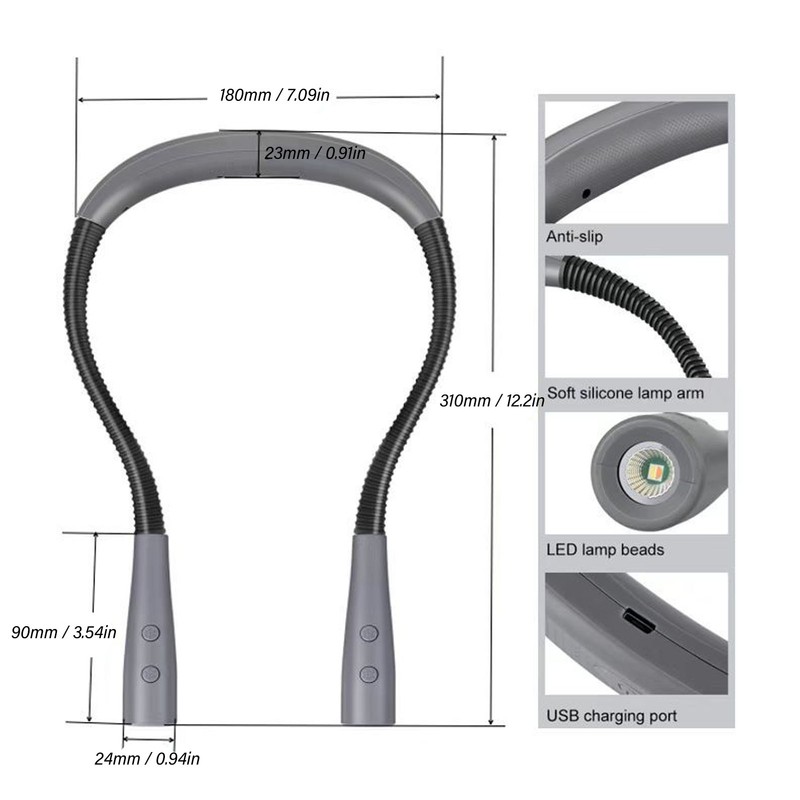 Neck Light Color Brightness Adjustable Eye Friendly Rechargeable Reading Light