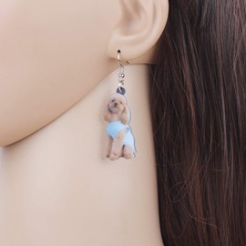 DUOWEI Acrylic Poodle Dog Earrings Adorable Pet Dog Dangle Earrings Jewelry for Women Teen Girls Novelty Gifts (Blue)