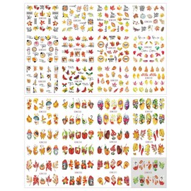 500 Patterns Fall Nail Stickers for Women Autumn Nail Art Water Decals Cartoon Pumpkin Mushroom Maple Leaf Water Transfer Stickers for Nails Fall Leaves Nail Art Stickers Thanksgiving Nail Supplies