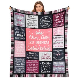 AUYAO Geschenke für Frauen Personalisierte Rosa Decke mit Segen Softe Sofadecke Flanelldecke Wohndecke Kuscheldecke Segen Geschenke für Beste Freundin Mutter Tochter Geburtstag Weihnachten 150 * 130