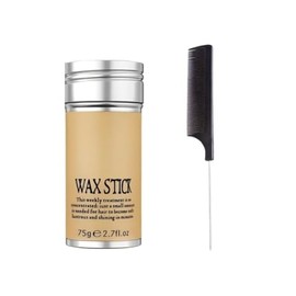 Wax Stick Barra de Cera para Cabello 75g Control Anti Frizz y Baby Hair + Peine Profesional Cola de Rata Metálico para Peinado