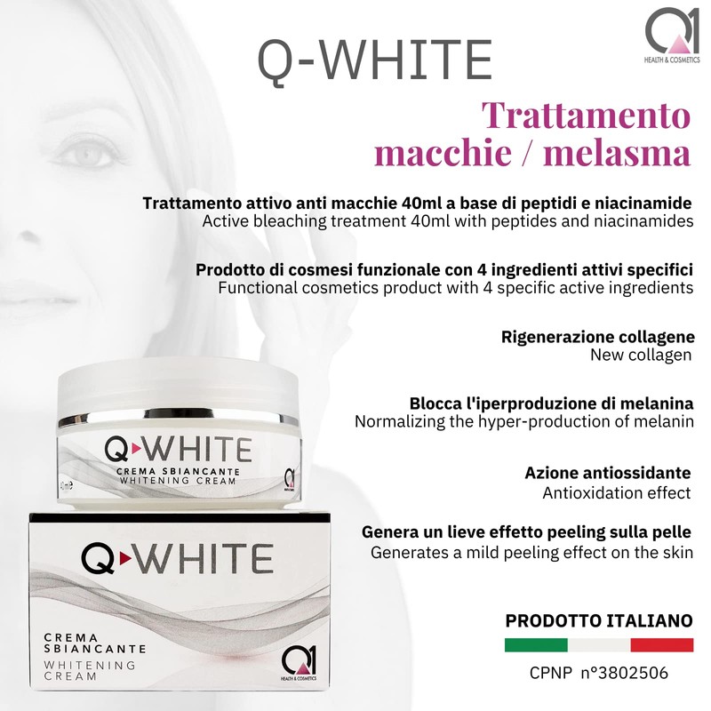 Q-WHITE lightening whitening cream gel for skin stains blemishes: hyperchromia,