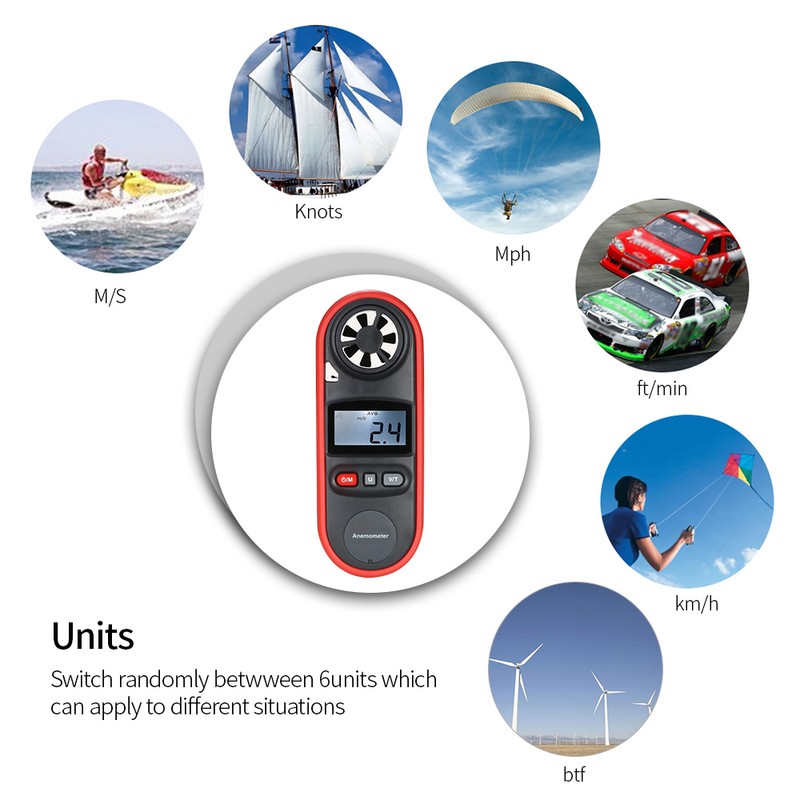 Mini Digital Anemometer Beaufort Scale IP67 Thermometer Handheld Anemometro Pocket