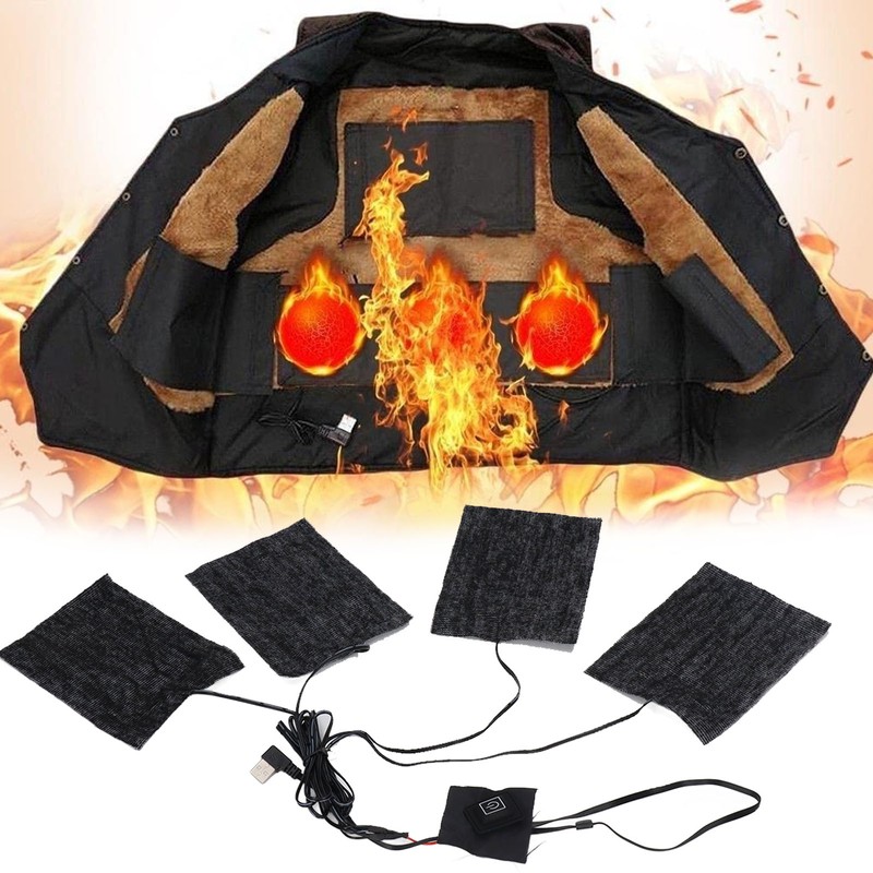 Clothing Electric Heating Pads Winter Camping Adjustable 3 Level Carbon
