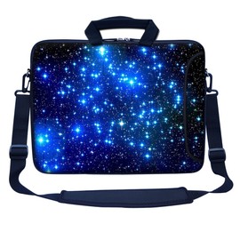 Meffort Inc 17 17.3 inch Neoprene Laptop Bag Sleeve with Extra Side Pocket, Soft Carrying Handle & Removable Shoulder Strap for 16" to 17.3" Size Notebook Computer (Galaxy Star)