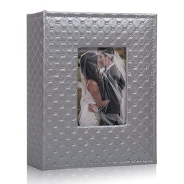 RECUTMS Photo Album 4x6 200 Pocket Premium Leather Cover 4x6 Picture Album Family Photo Album Baby Growth Album Couple Photo Albums 200 Horizontal Photos Wedding (Grey)