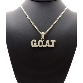 Fashion 21 Hip Hop Style Stone Filled GOAT Pendant Box, Cuban, Rope Chain Necklace (Gold Tone/Cuban Chain, 24)