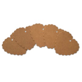 LWR CRAFTS 100 Hang Tags Scalloped Heart with Jute Twines 30m(6.3cm x 6cm, Kraft)