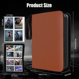 Sport Card Binder 4 Pocket,Premium Zipper Trading Card Holder with Card Sleeves,Collectible Card Folder Fits 400 Cards and 50 Removable Trading Card Sleeves(orange, 400Pockets)