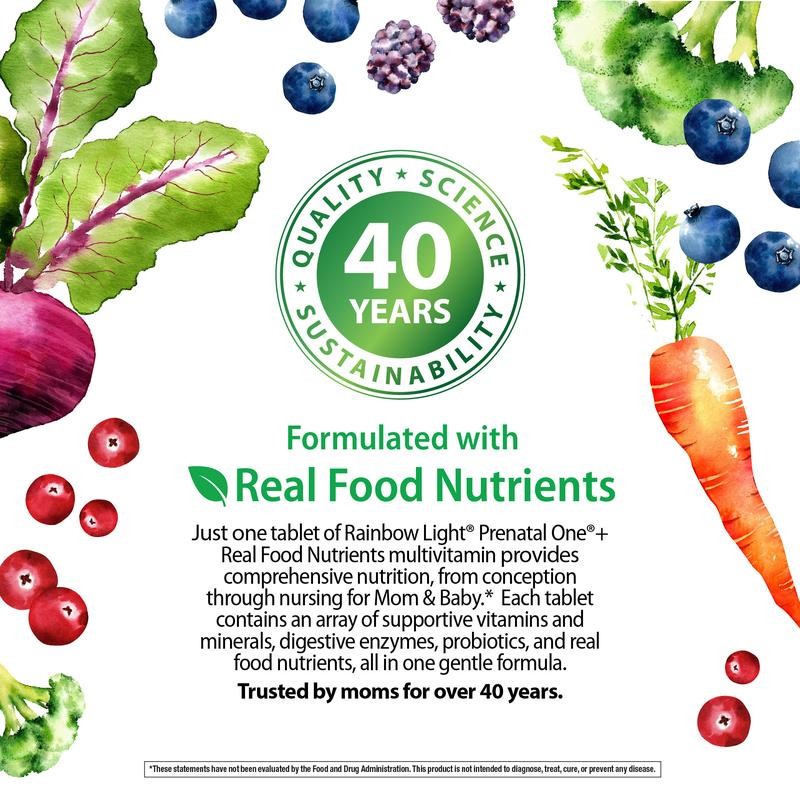 Rainbow Light Prenatal Vitamin – 150 Vegan Caplets | Real