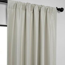 HPD Half Price Drapes Vintage Textured Faux Dupioni Silk Blackout Curtains for Bedroom 96 Inches Long (1 Panel), 50W x 96L Curtains for Living Room Home Decor, Mist Grey