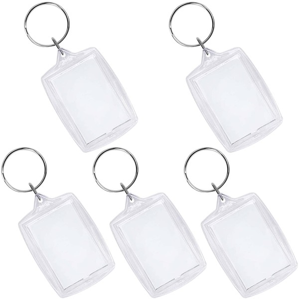 5pcs Photo Keyring,Blank Photo Keyrings Double Sided Blank Insert Keychain Acrylic Clear Photo Key Rings with Split Ring,Personalised Photo Key Fob,Small Picture Frames for Family,Friends,Gifts&Craft