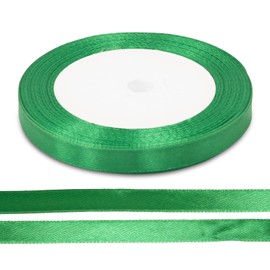 Dyanatic Satin Green Ribbon | 25 Yards Ribbons for Crafting | Christmas Ribbon for Gift Wrapping | Silk Ribbon, Ribbons for Gift Wrapping | Hair Ribbon for Hair, DIY Ribbon for Sewing (10mm x 22m)