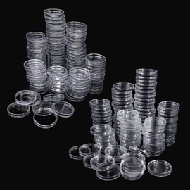 200 Pack Coin Capsule, 25mm and 30mm Coin Holder Capsules, Clear Plastic Coin Collection Box, Round
