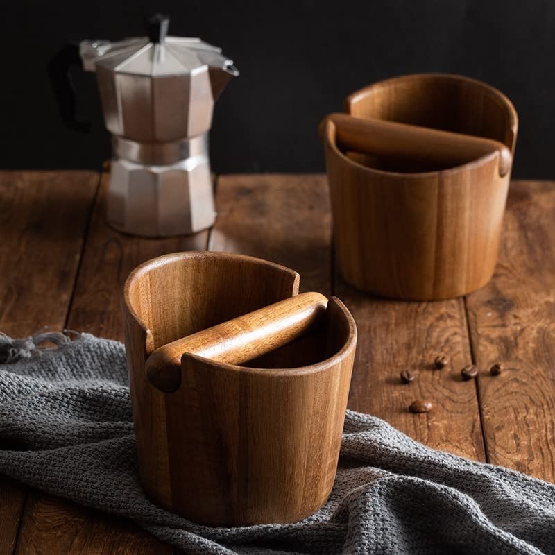 Ytnjzl 5 inch Coffee Knock Box espresso knock box,Wood Bin