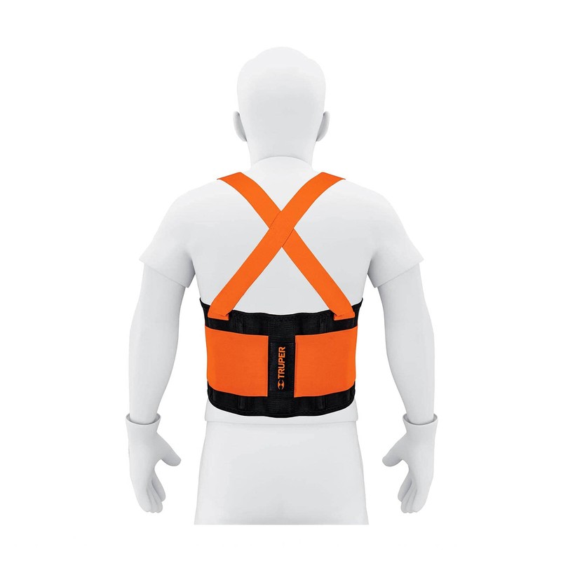 Truper FAJA-LN, Faja lumbar de alta visibilidad con reflejantes, naranja,
