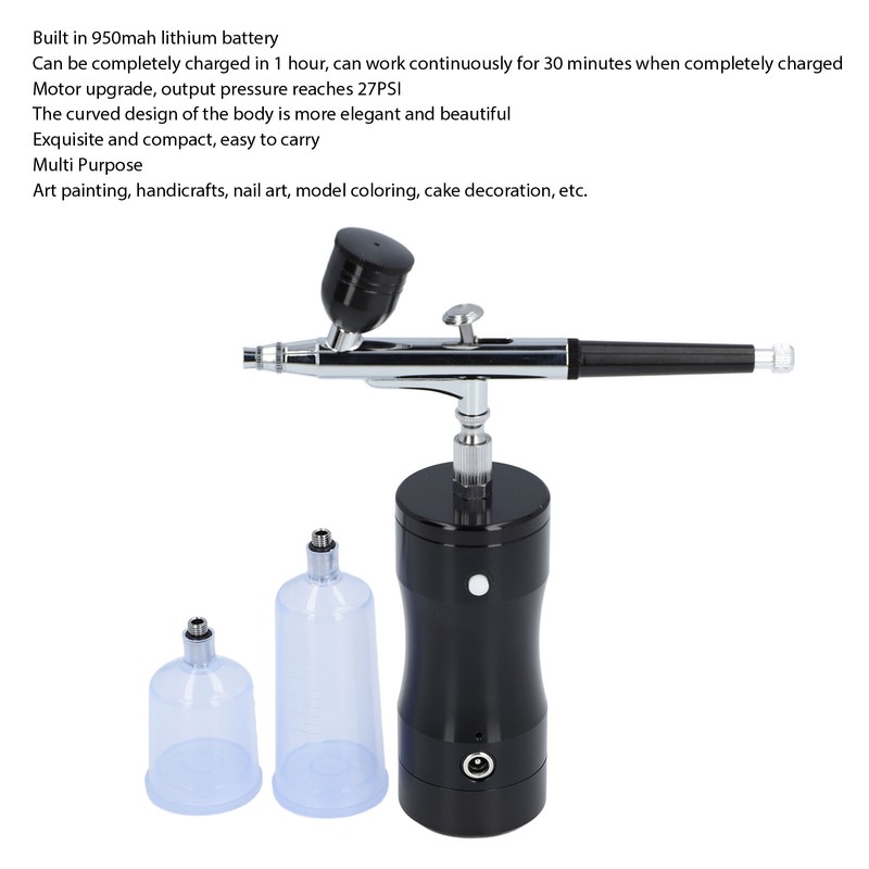 Airbrush Kit 27PSI 0.3mm Nozzle Cordless Rechargeable Portable Air Brush