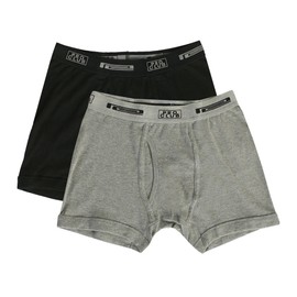 Pro Club Men's 2-Pack Comfort Soft Cotton Boxer Brief, Black/Heather Grey, Large
