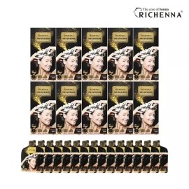 Lichena [리체나] 샴푸형 3분 염색제 전체 염색용 10박스 + 뿌리 염색용 15팩 [자연스러운 흑갈색] [Richena] Shampoo-type 3-Minute Dye Kit for Full Coloring 10 Boxes + Root Coloring 15 Packs [Natural Dark Brown]