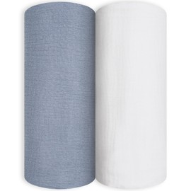 CUXFLS Muslin Swaddle Blankets for Newborn Boys and Girls Burping Clothes, Skin-Friendly Large Size Suitable for Infant Baby Breathable Swaddle Wrap(2 Pack)
