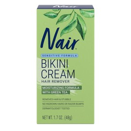 Nair Bikini Cream with Green Tea Sensitive Formula 48.2 g (1.7 oz), 1 pack, 1 g, 1 ml / Nair 녹차 민감성 포뮬러가 함유된 비키니 크림 48.2g(1.7온스), 1개, 1g, 1ml