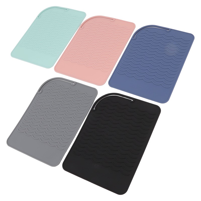 5Pcs Heat Resistant Silicone Mat Pouch for Curling Irons Hair