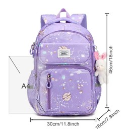 ZYUPHY School Backpack Girls Boys 3-6 Class Children's Backpack Primary School Children's Backpack Waterproof Multiple Pockets School Bag Large Capacity Ergonomic Design School Daypack, Starry sky
