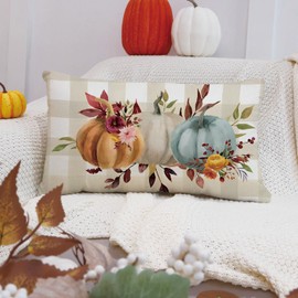 Ogiselestyle Fall Pumpkin Throw Pillow Cover 12x20 Inch, Autumn Pumpkin Thanksgiving Harvest Farmhouse Decoration for Sofa Couch