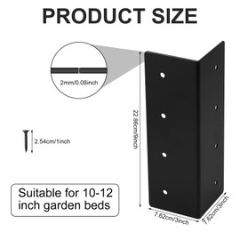 4pcs Raised Garden Bed Corner Brackets for 10-12 Inch Garden Bed, Heavy Duty Metal Bed Frame Garden Corner Bracket Fastener Connectors with 32pcs Screws for Outdoor Indoor Yard Furniture