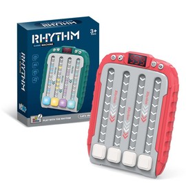 TTZZ Handheld Rhythm Game – Interactive Beat Matching Toy with LED Lights, Fast-Paced Button Press Challenge, Fun for Family, Kids & Adults, Musical Fidget Game - Color: Rhythm Master - Red