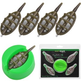 Carp Fishing Method Feeder Set, 4pcs Inline Method Feeders with 1pc Quick Release Mould Holder Tool Carp Fishing Equipment Tackle Accessories, 15g-40g